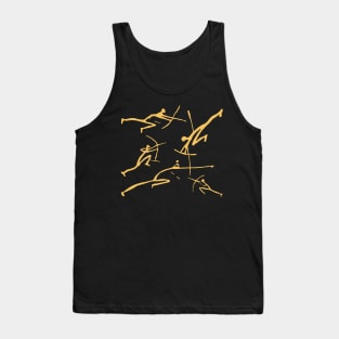 Golden Bowmen Minimalist Paleolithic Cave Art Bow Fight Tank Top